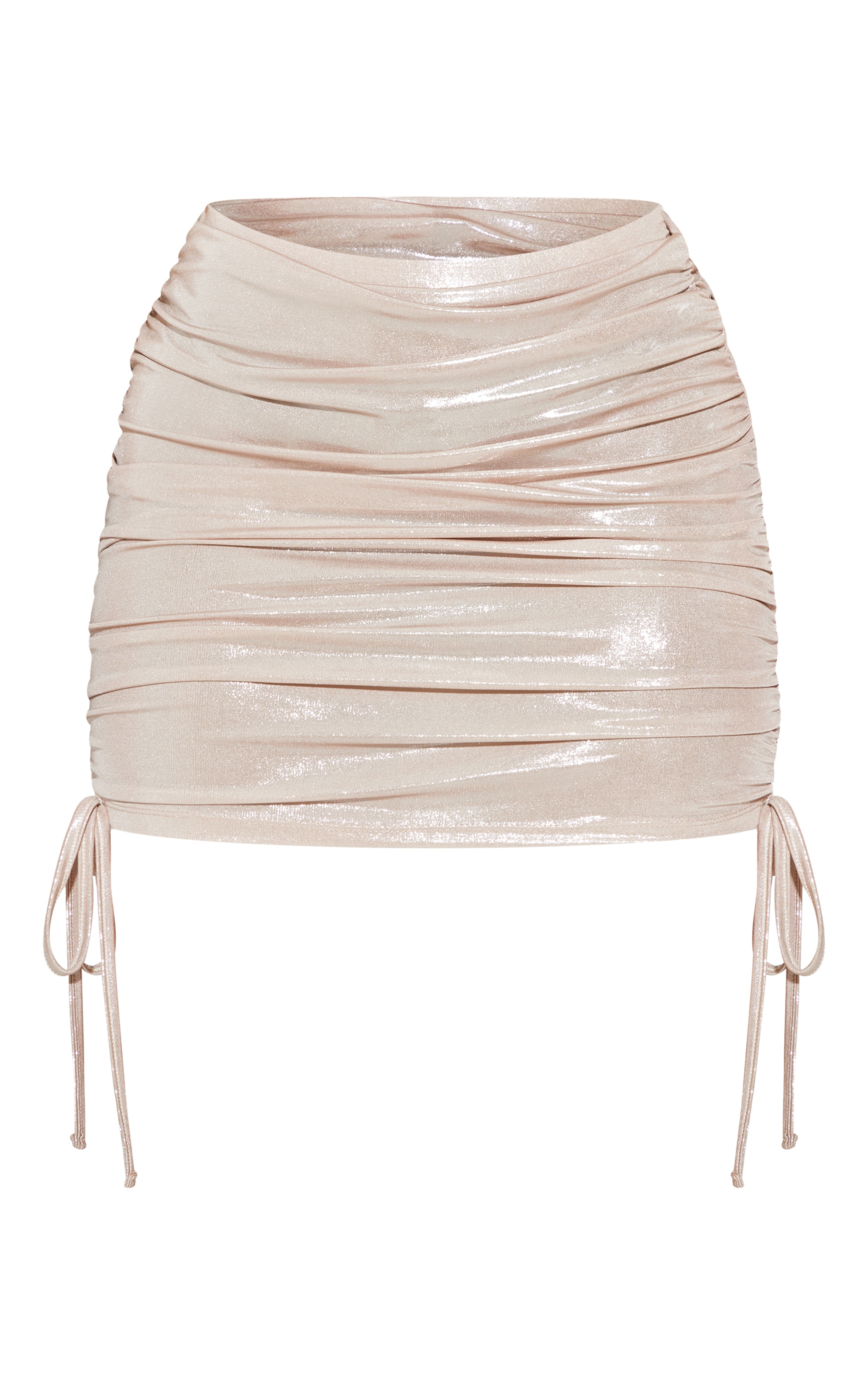 Shape Champagne Metallic Ruched Side Mini Skirt image 6
