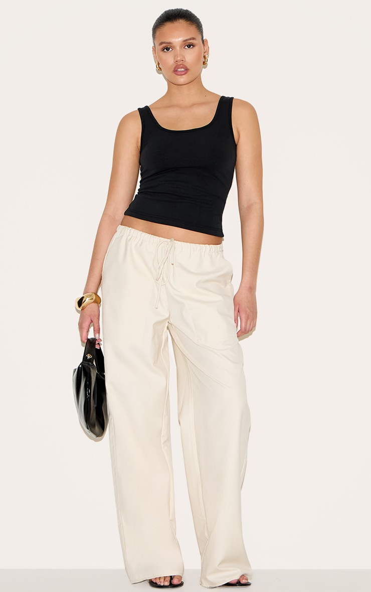 Black Premium Soft Touch Scoop Neck Vest Top image 3