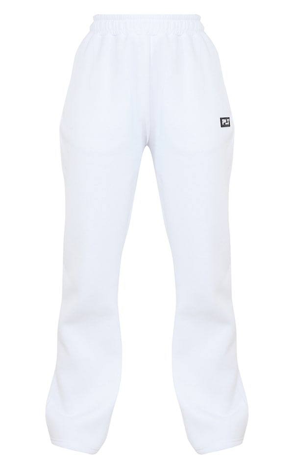 Prettylittlething White Badge Straight Leg Sweatpants | PrettyLittleThing