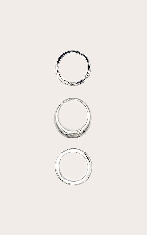 Silver Diamante Ridge Assorted Multipack Rings | Accessories ...