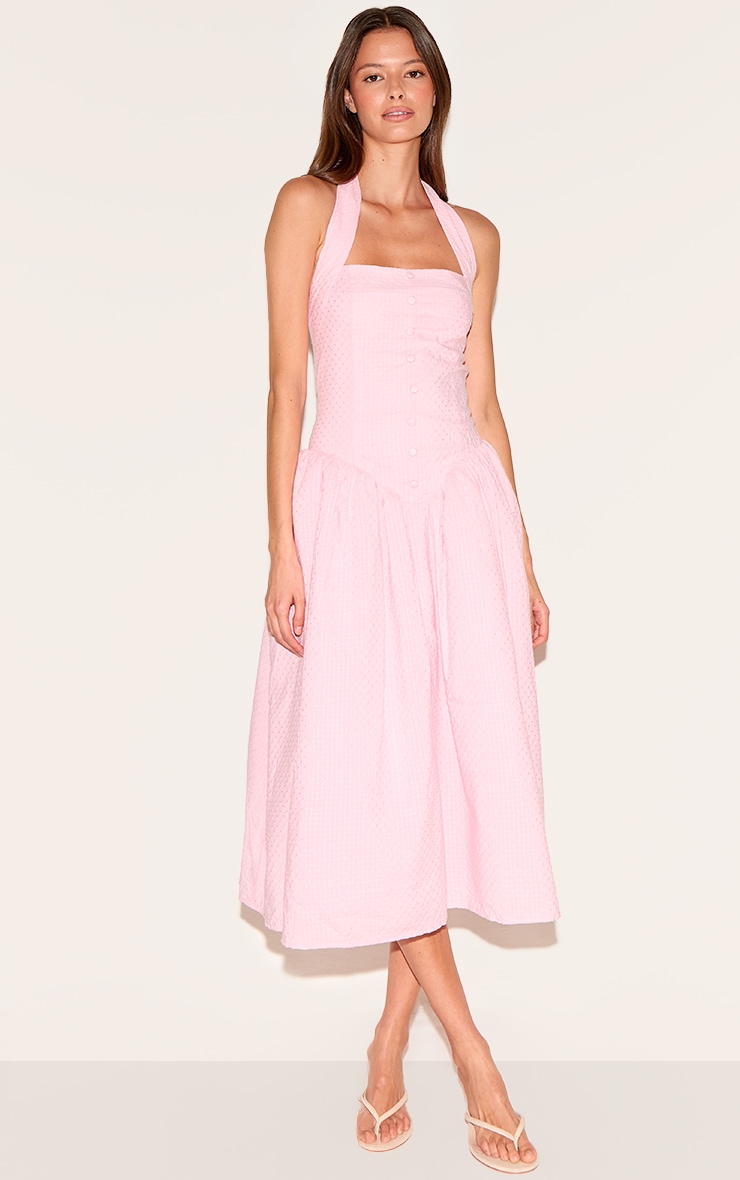 ワンピース ETRO CHEMISIER PINK COTTON MIDI DRESS Light pink lace fitted midi dress Rotate - women - ROTATE
