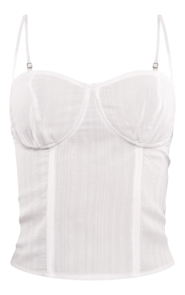 Corset texturé crème à rayures et bretelles fines image 5