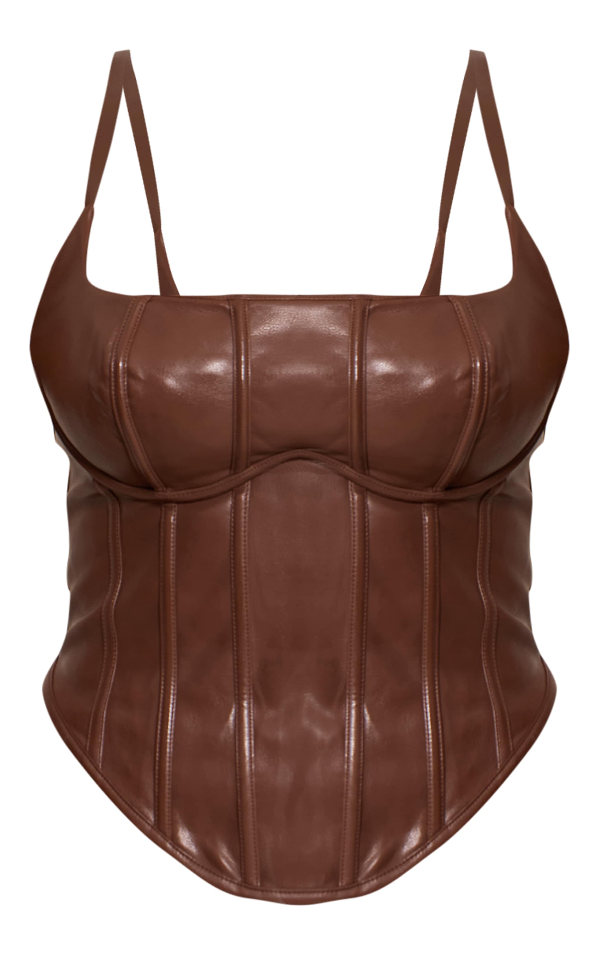 Shape Chocolate Faux Leather Corset image 5