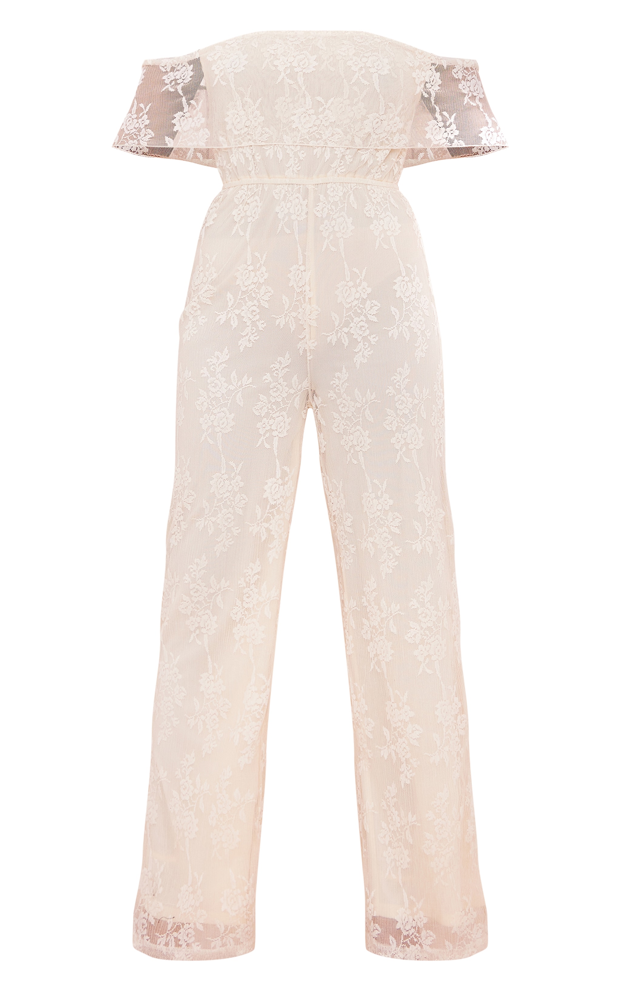 Butter Cream Shimmer Floral Lace Bardot Jumpsuit image 2