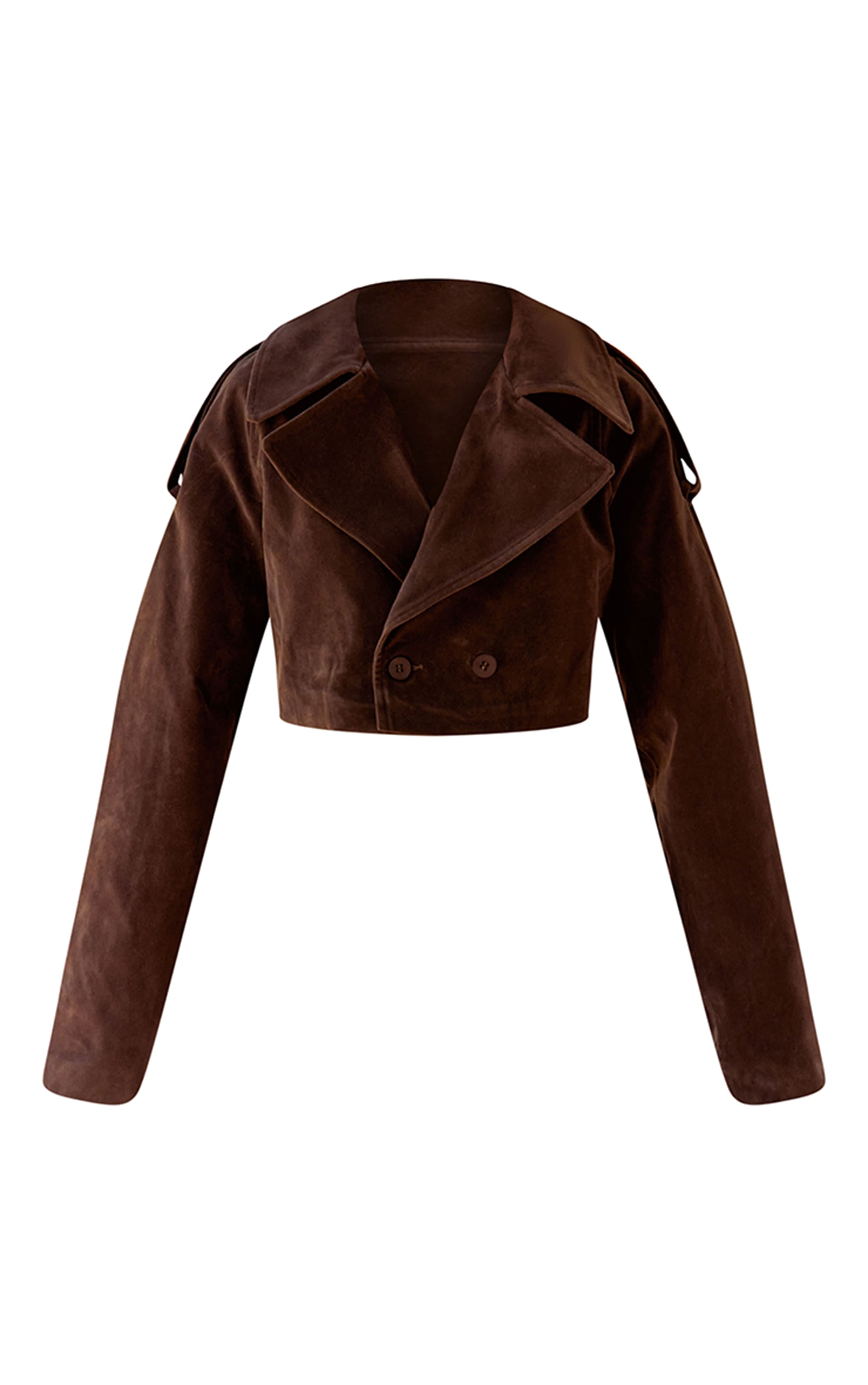Brown Faux Suede Cropped Trench image 6