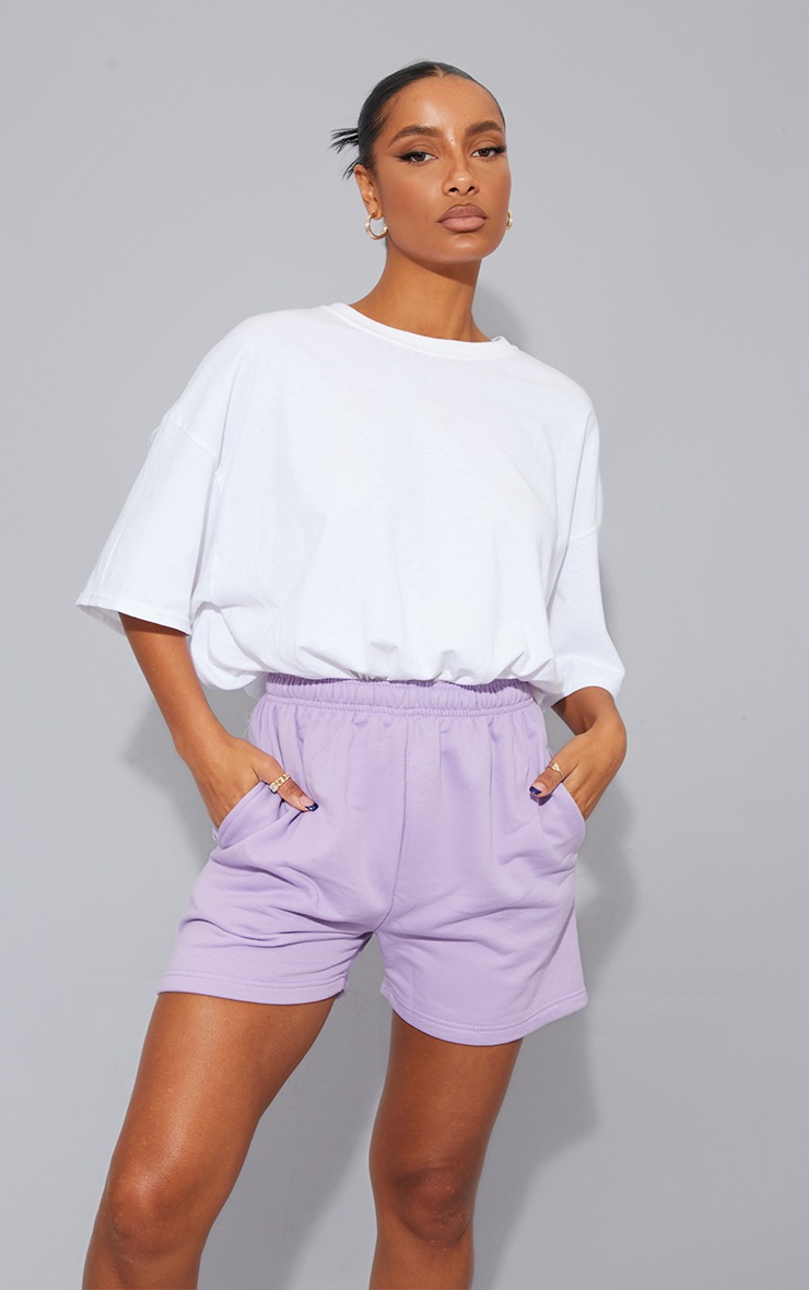 Lilac Textured Knit Shorts