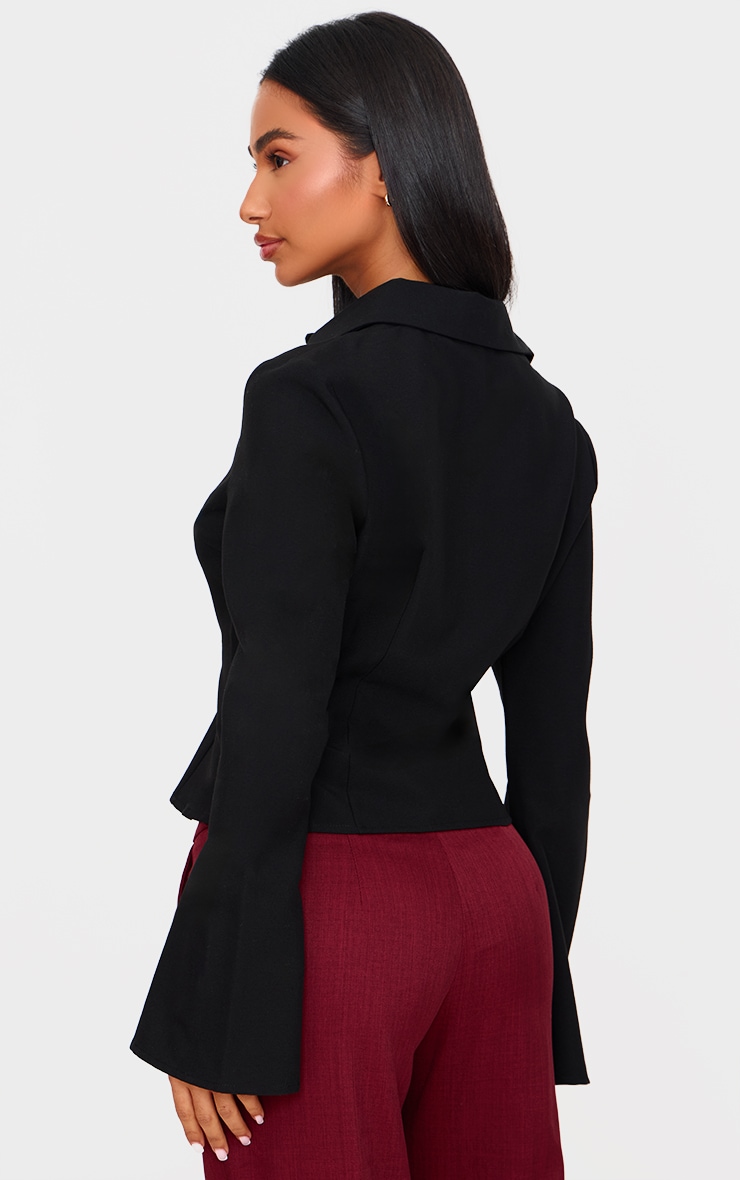 Petite Black Fitted Button Up Shirt image 2
