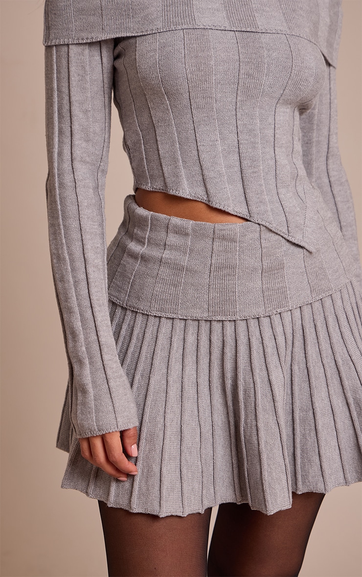 Petite Ash Grey Foldover Waistband Mini Skirt image 5