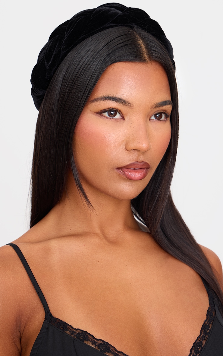 Black Velvet Twist Headband image 1