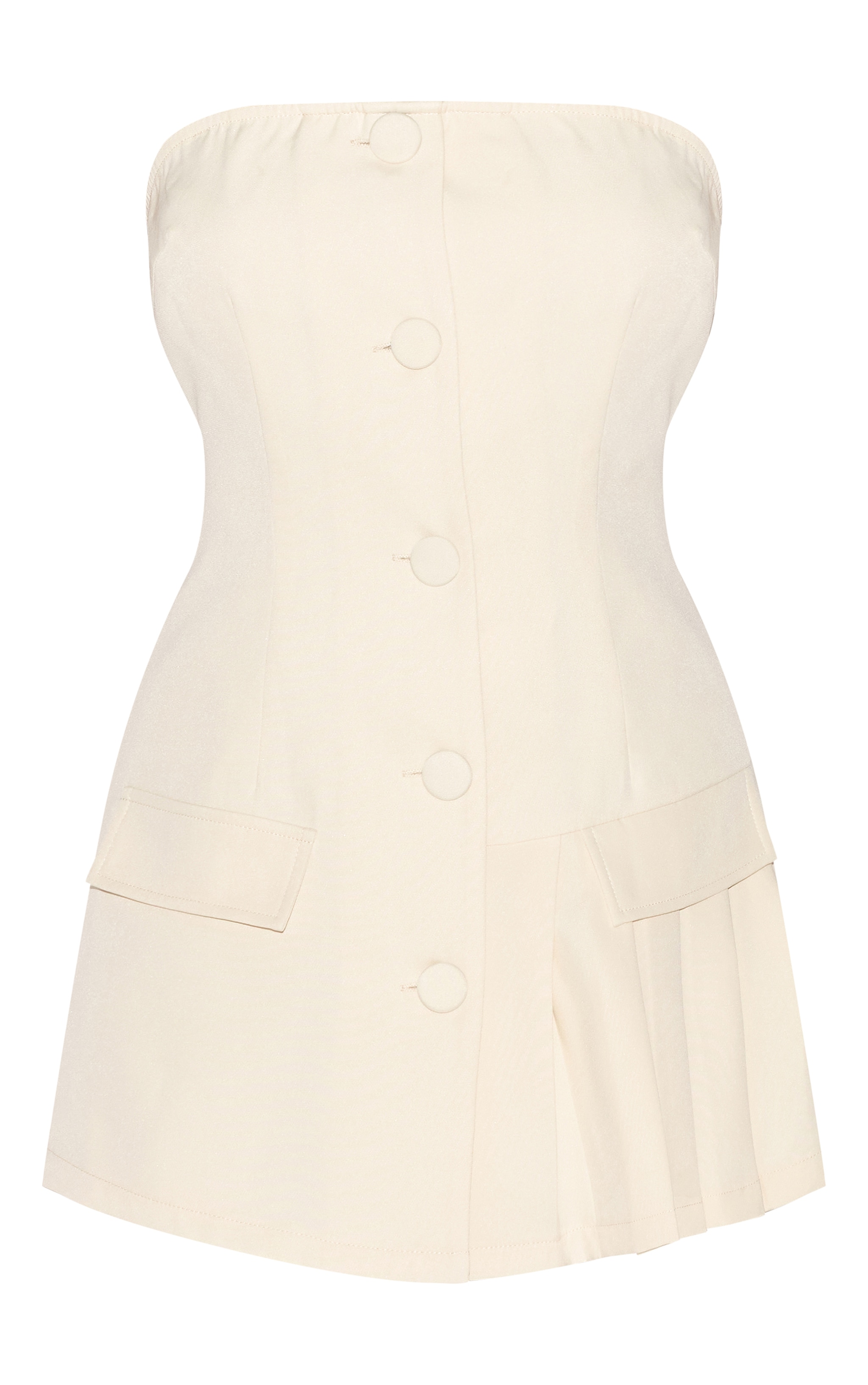 Almond Tailored Pleat Detail Bandeau Romper image 5