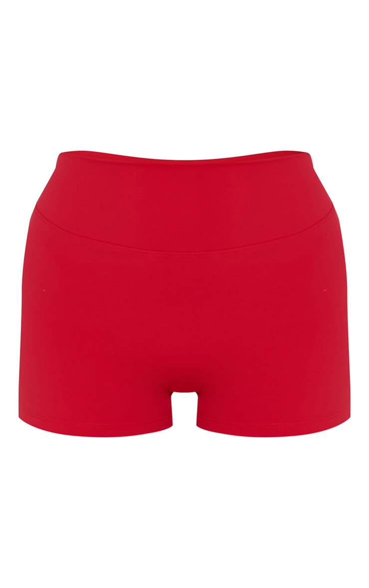 Red High Waist Sculpt Gym Shorts image 5