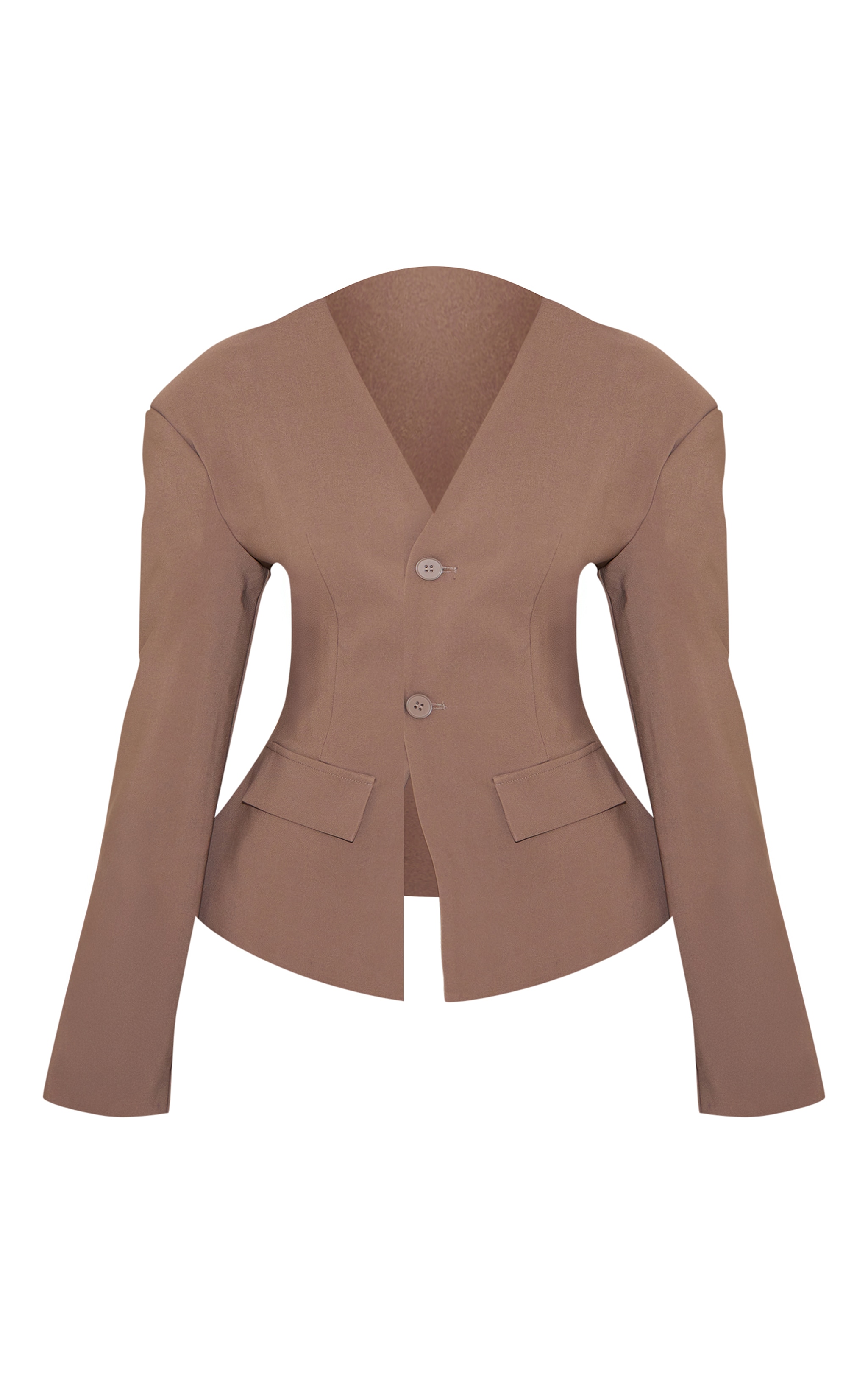 Petite Taupe Cinched Waist Drop Shoulder Blazer image 5