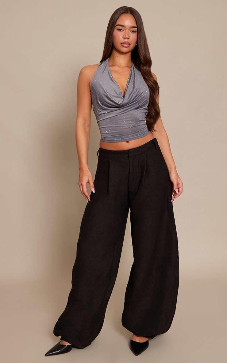 Charcoal Hot Fix Cowl Neck Top image 3