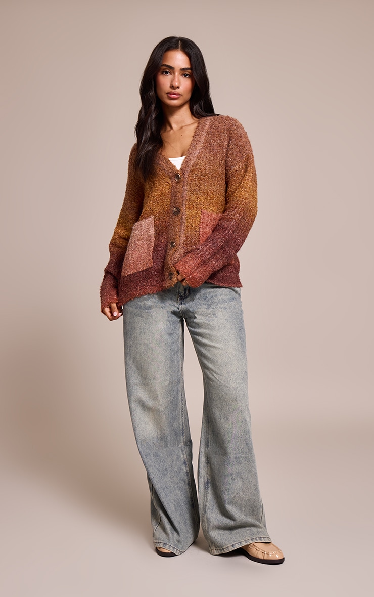 Petite Beige Oversized Button Up Cardigan image 3