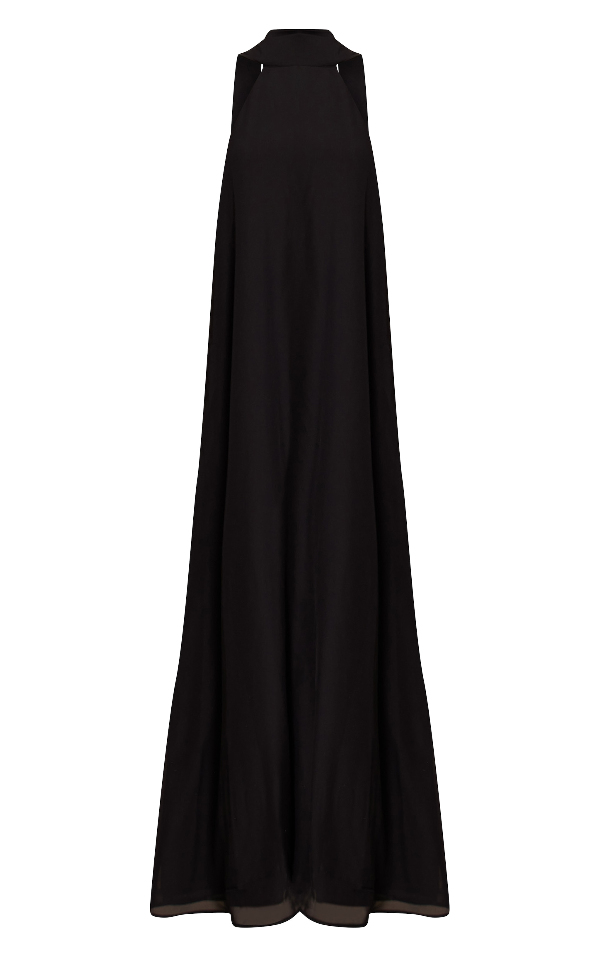 Black Chiffon High Neck Scarf Detail Maxi Dress image 5