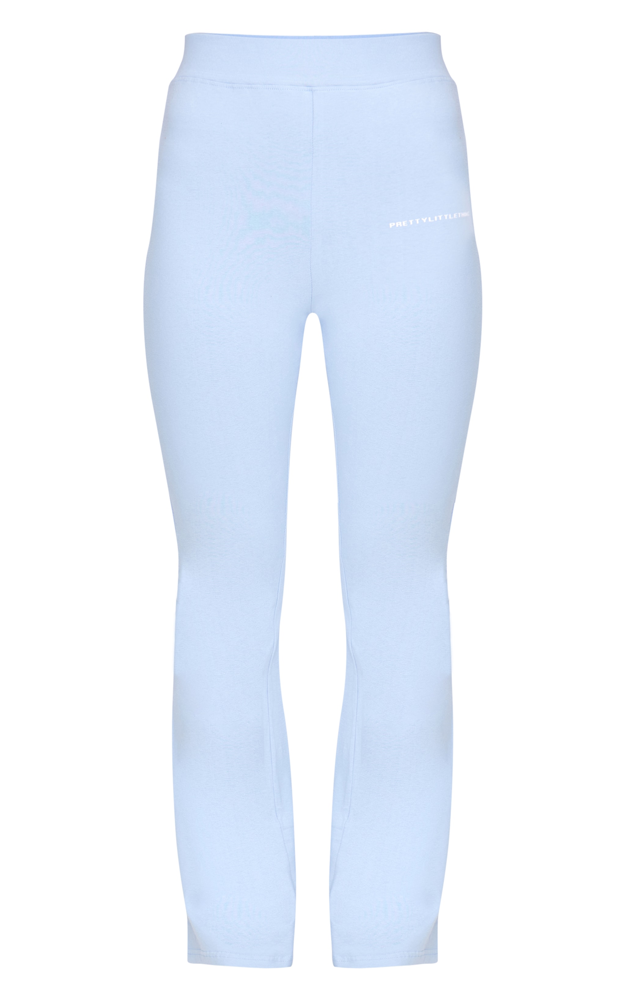 PRETTYLITTLETHING Pale Blue Printed Flared Trousers image 5