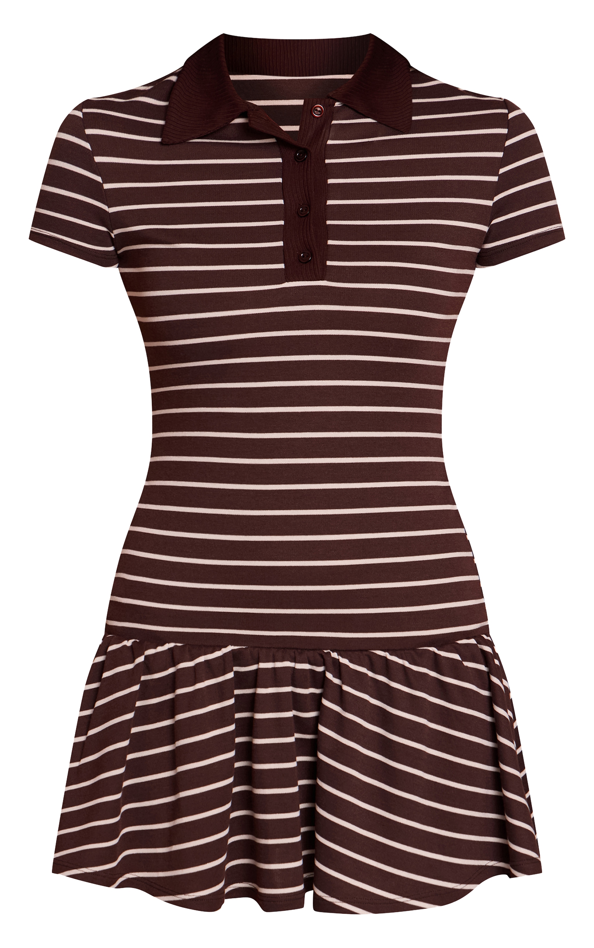 Chocolate Striped Collar Detail Shift Dress image 5
