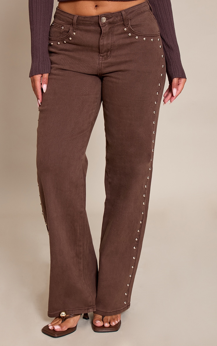 Shape chocolate Studded Wide Leg Jeans image 2