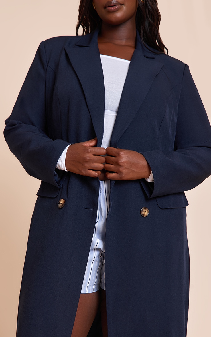 Plus Manteau style duster long bleu marine image 4