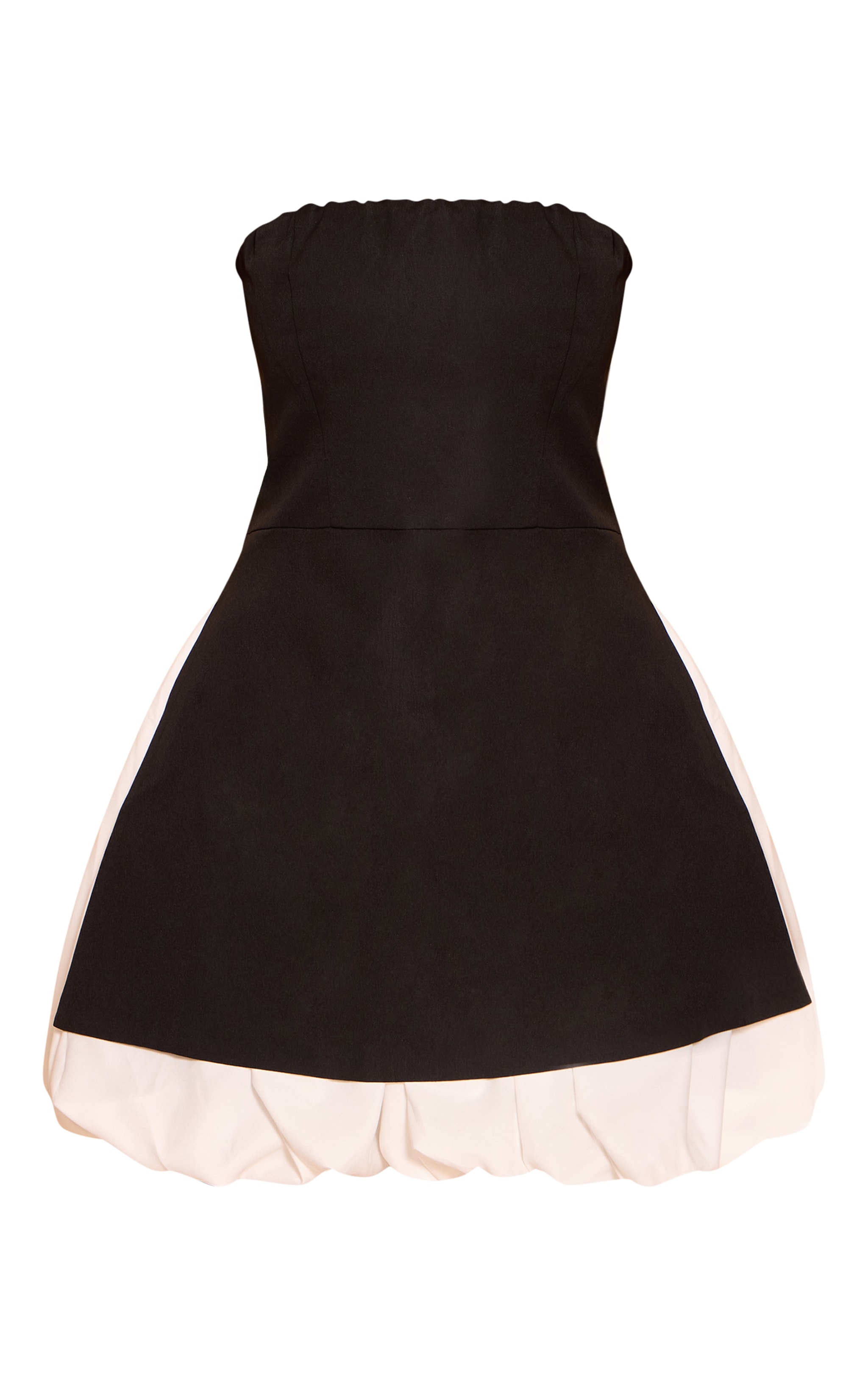 Black Tailored Bandeau Puffball Hem Shift Dress image 5