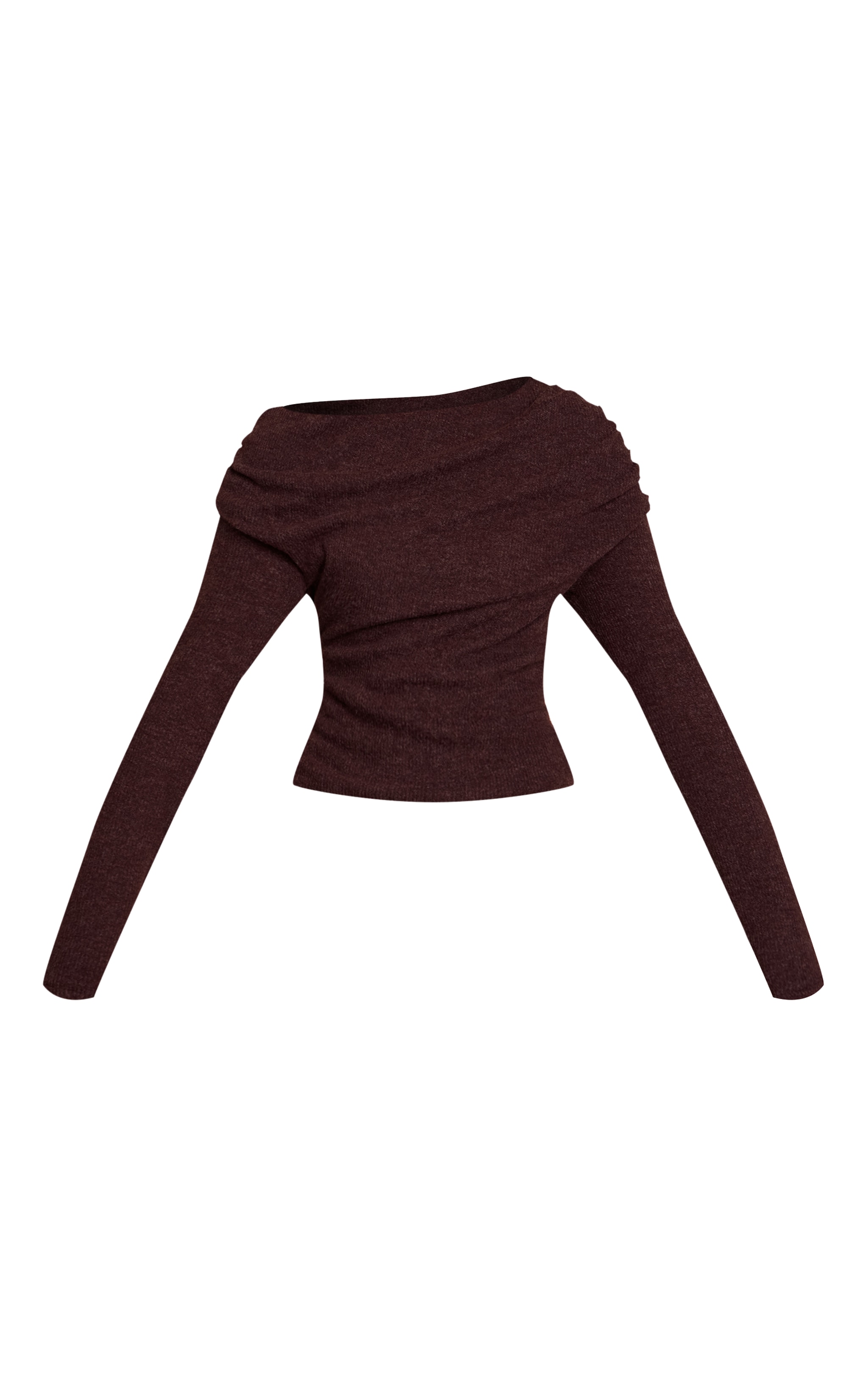 Chocolate Brushed Slouchy Ruched Long Sleeve Top image 5