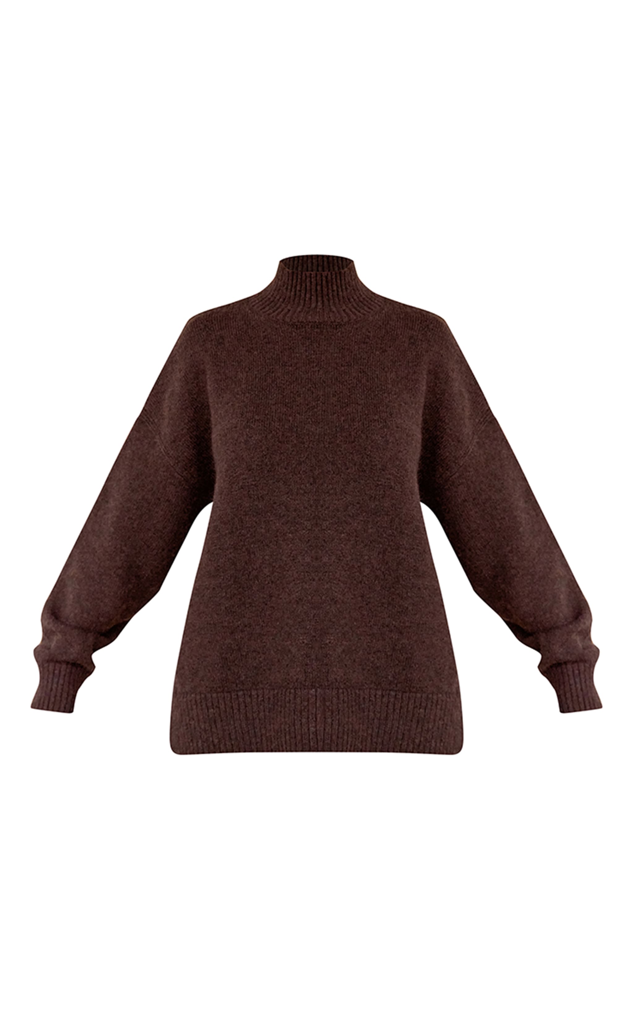 Pull oversize en maille tricot chocolat à col polo image 5