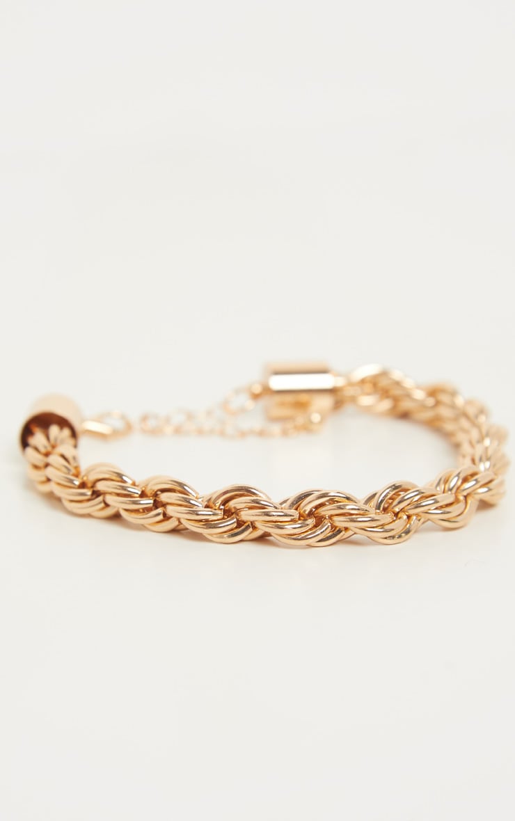 Gold Chunky Twist Chain Bracelet PrettyLittleThing