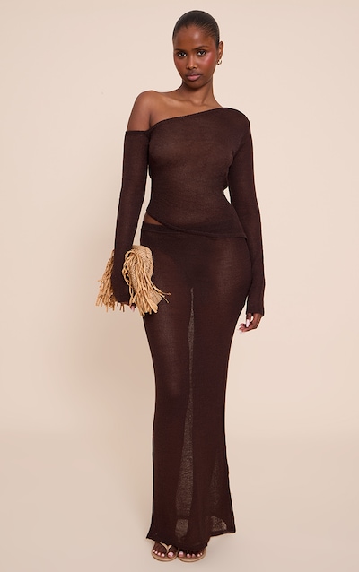 Brown Filigree Maxi Skirt