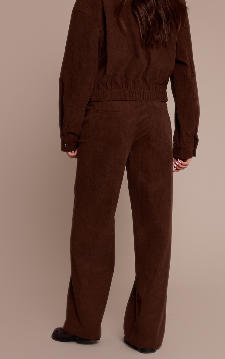 Dark Brown Cord Straight Leg Pants image 3