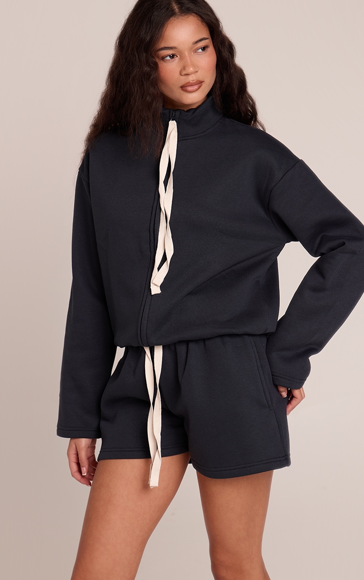 Navy Contrast Drawcord Sweat Shorts image 1