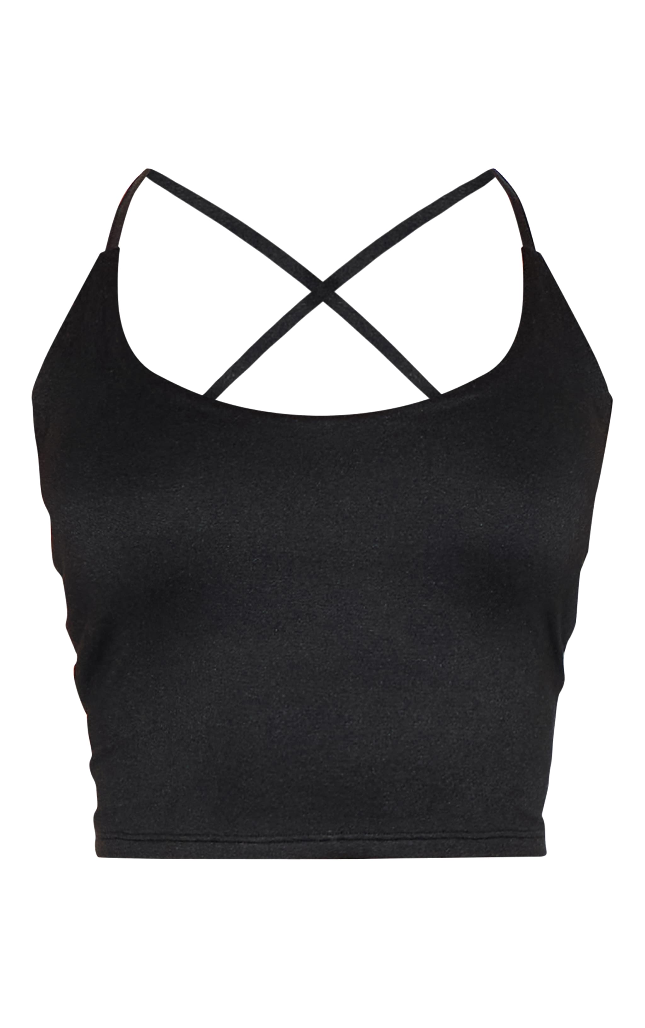 Petite Black Cross Front Strappy Top image 5