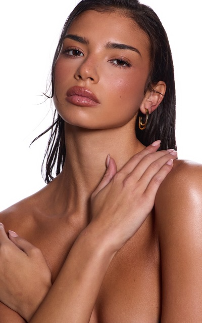 Gold Water Resistant Double Layered Hoop Earrings