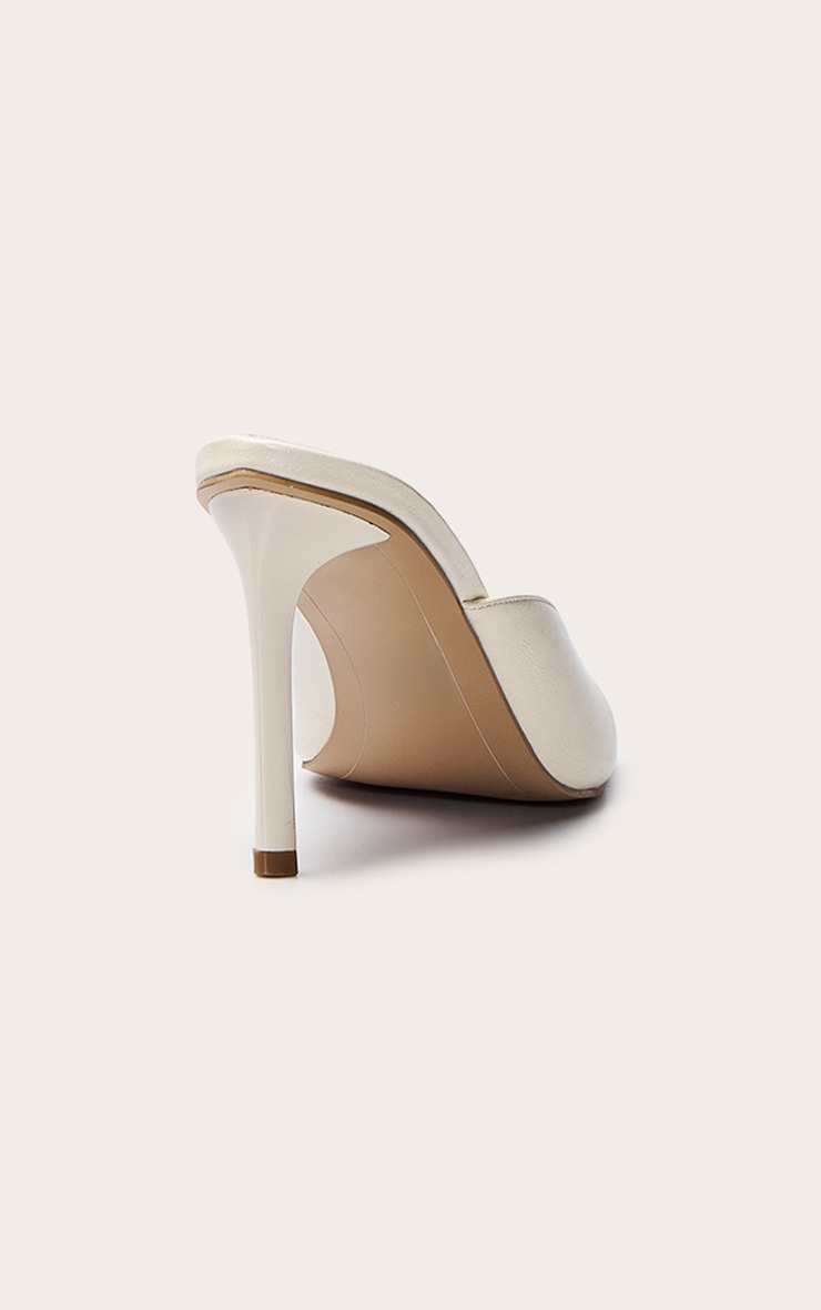 Cream PU Pointed Open Toe Mule image 4