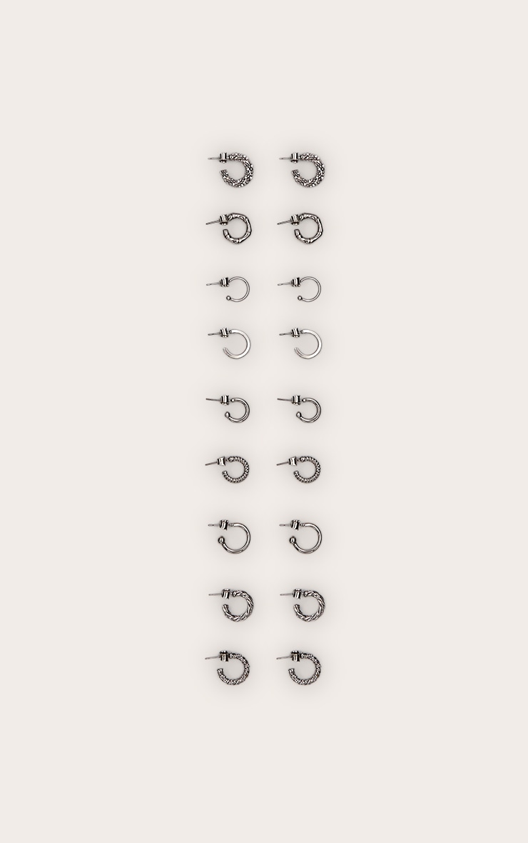 Silver Crinkle Multi-pack Hoop Earrings image 1