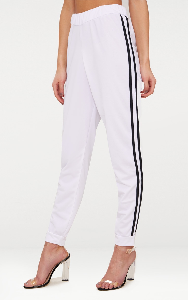 White Sport Stripe Joggers Trousers PrettyLittleThing