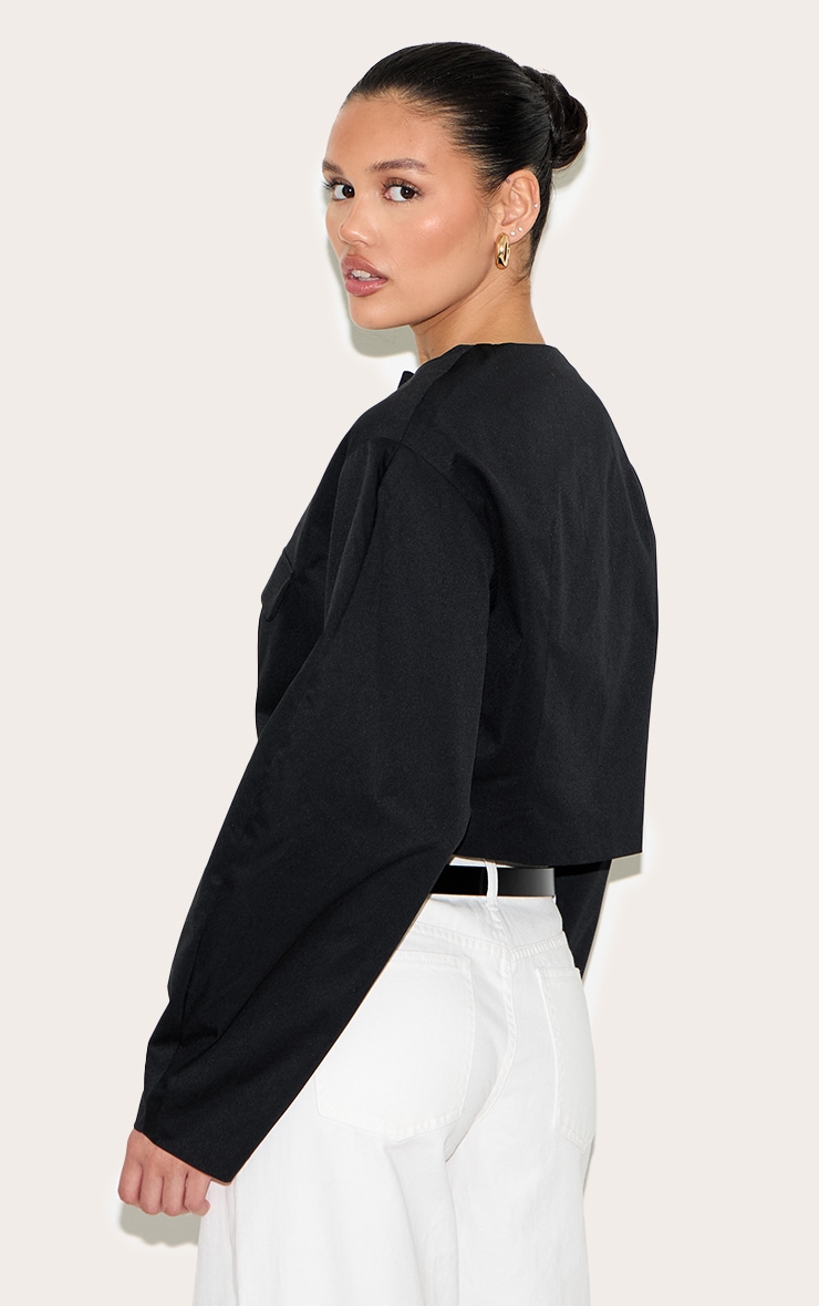 Black Cocoon Sleeve Cropped Blazer image 2
