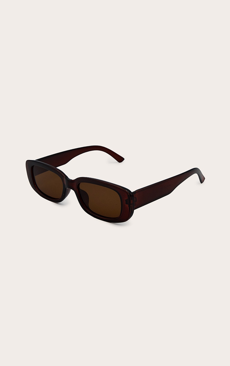 Chocolate Slim Rectangle Sunglasses image 2