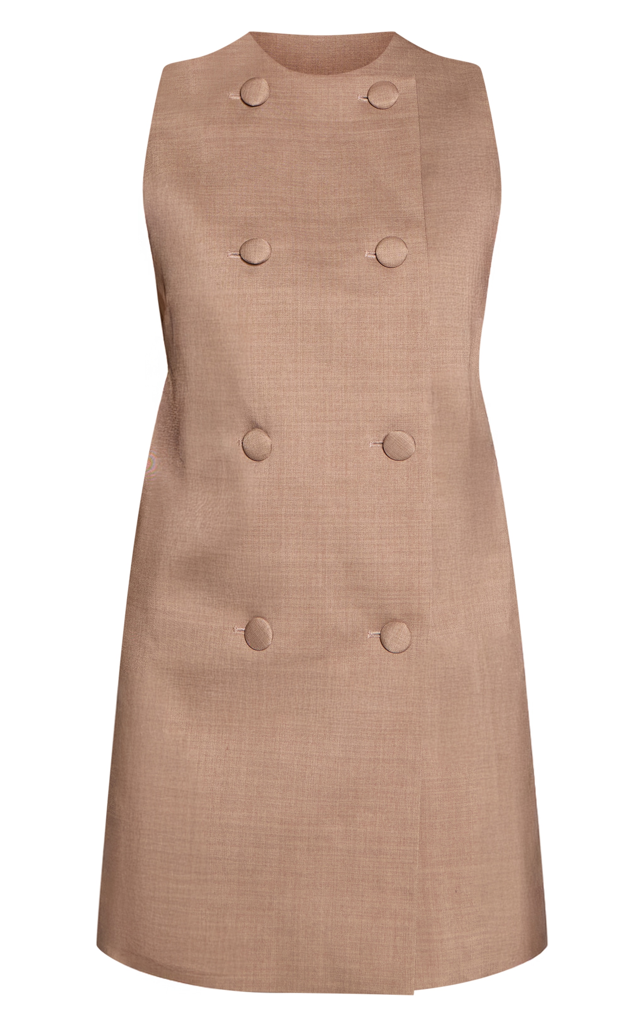 Tan Button Down Boxy Shift Dress image 5