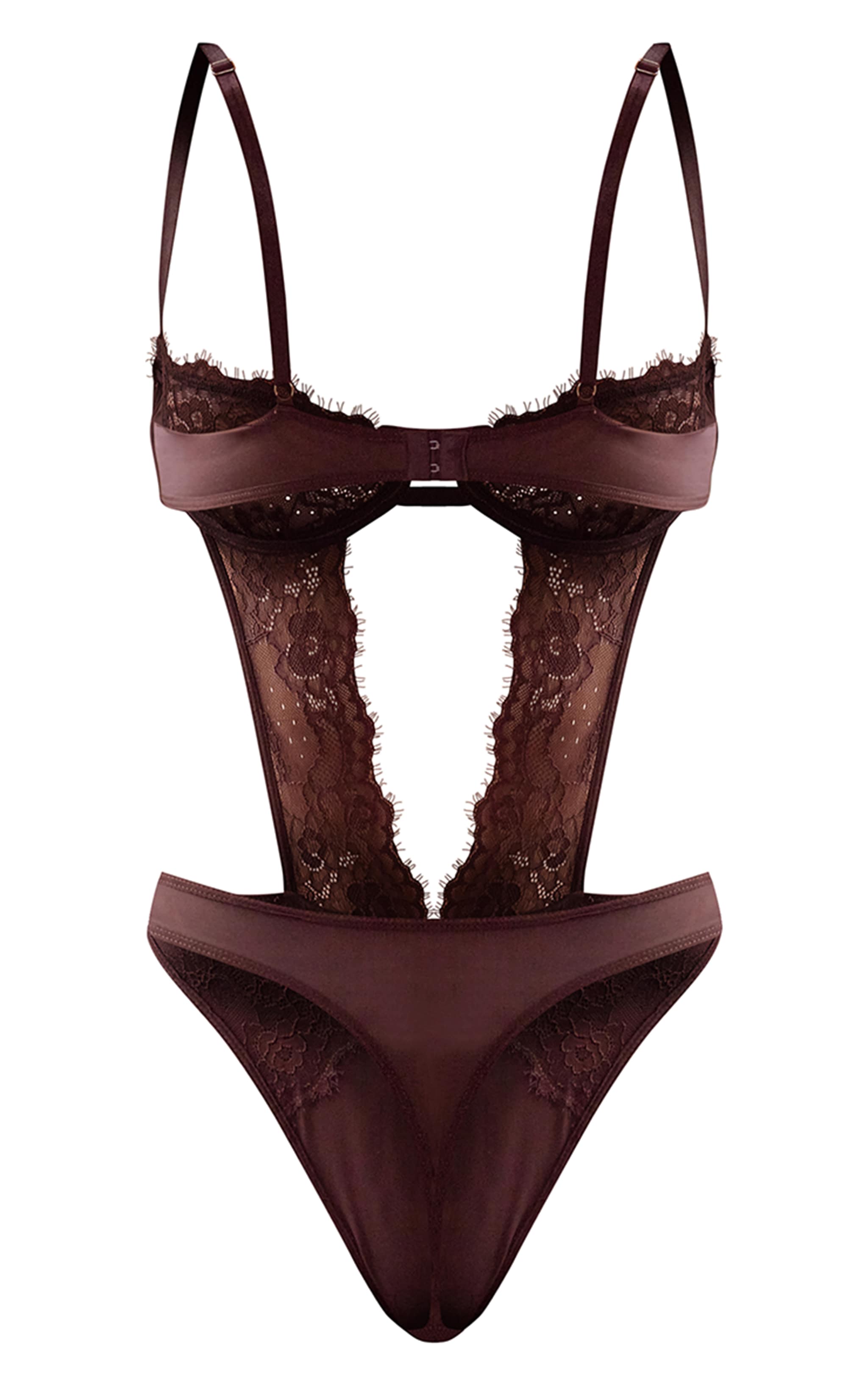 Chocolate Bra Cut Out Detail Bodysuit  image 7