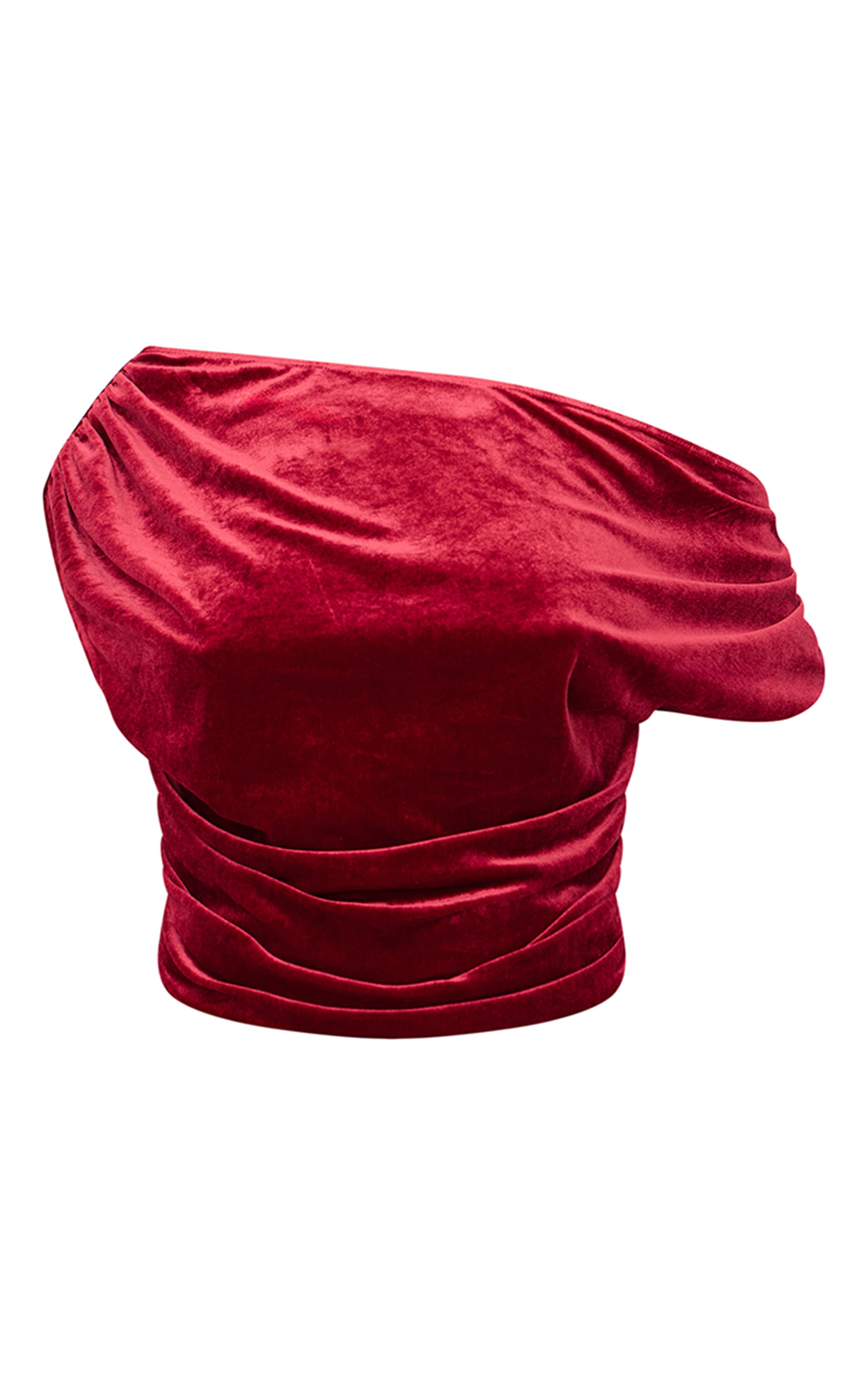Plus Burgundy Velvet Drape Detail Top image 5