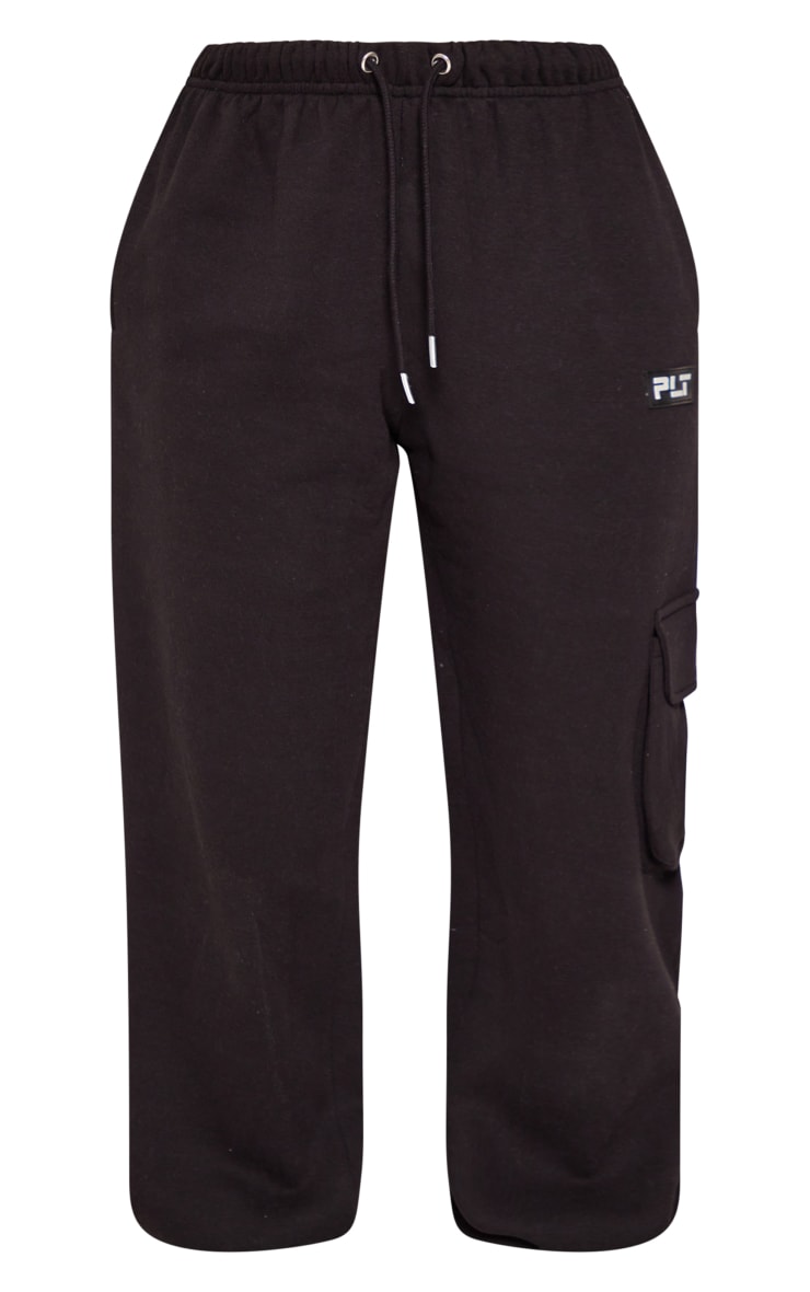 PRETTYLITTLETHING Black Badge Straight Leg Cargo Joggers image 5