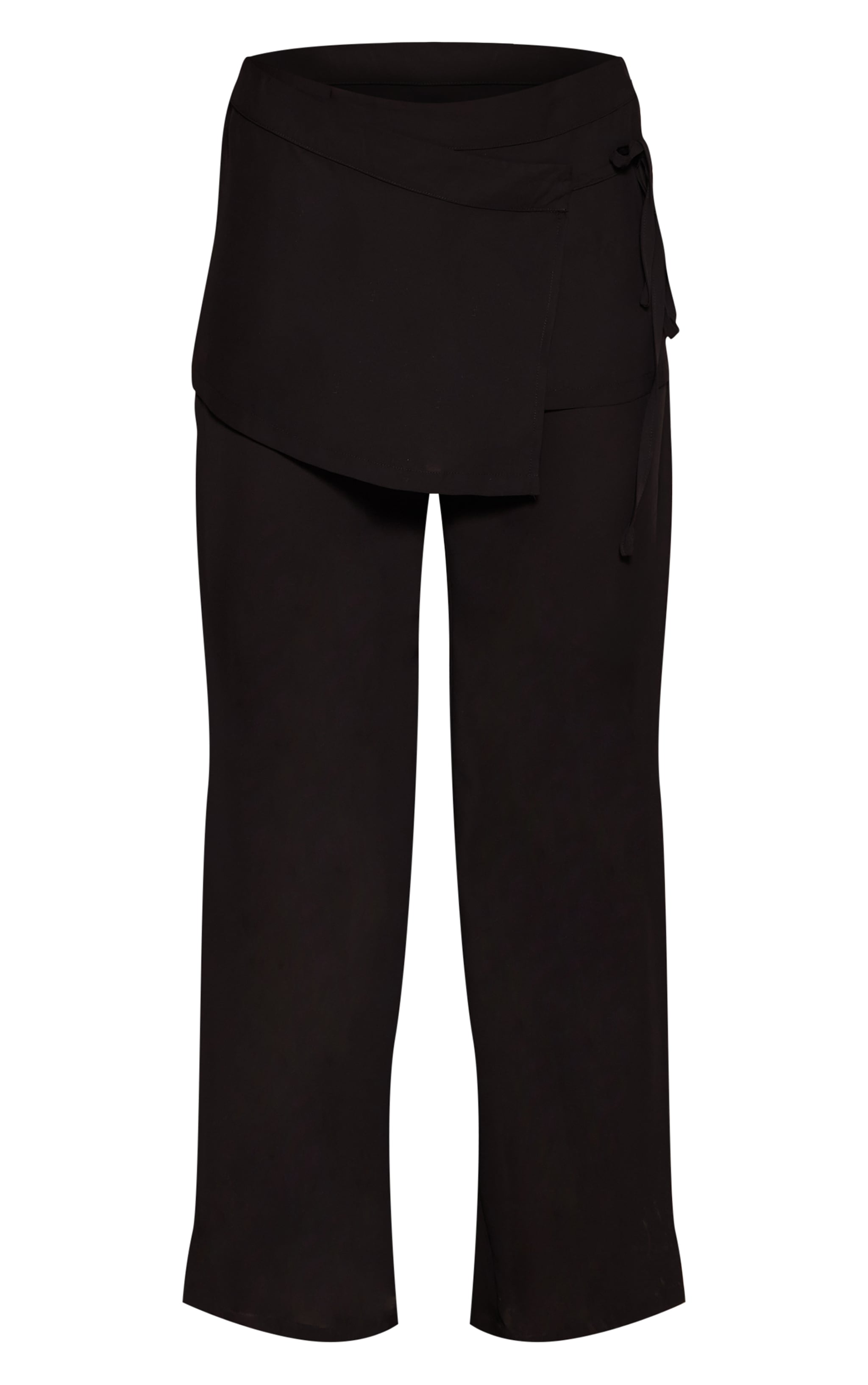 Black Chiffon Wrap Tie Overlay Pants image 5