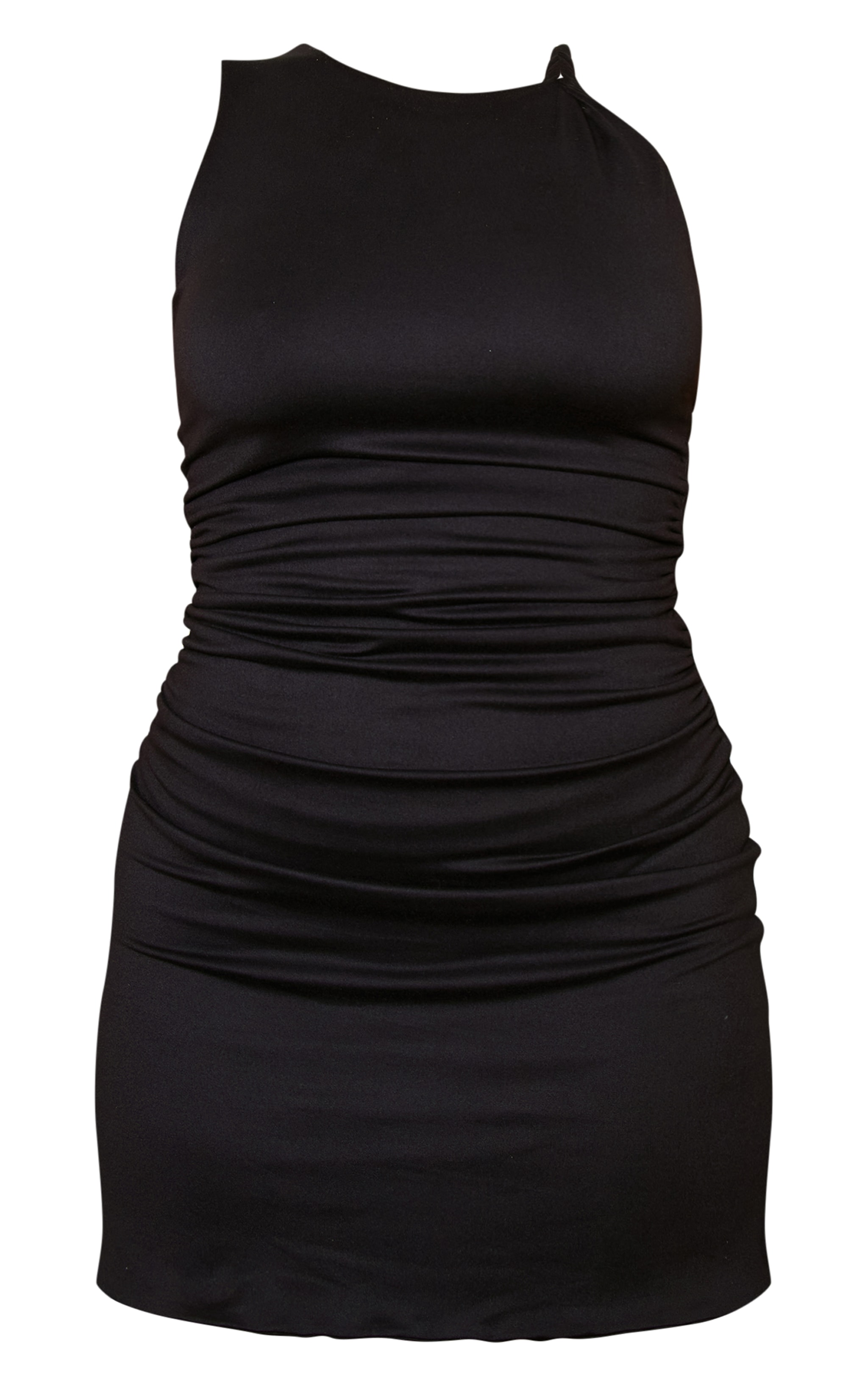 Black Double Contour Twist Strap Ruched Bodycon Dress image 5