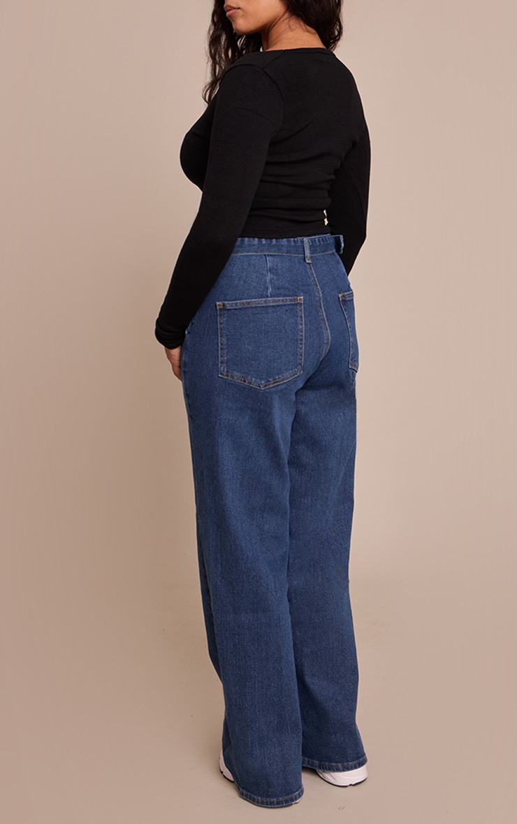 Shape indigo Stretch Denim High waisted Belted Wide Leg Jeans image 3
