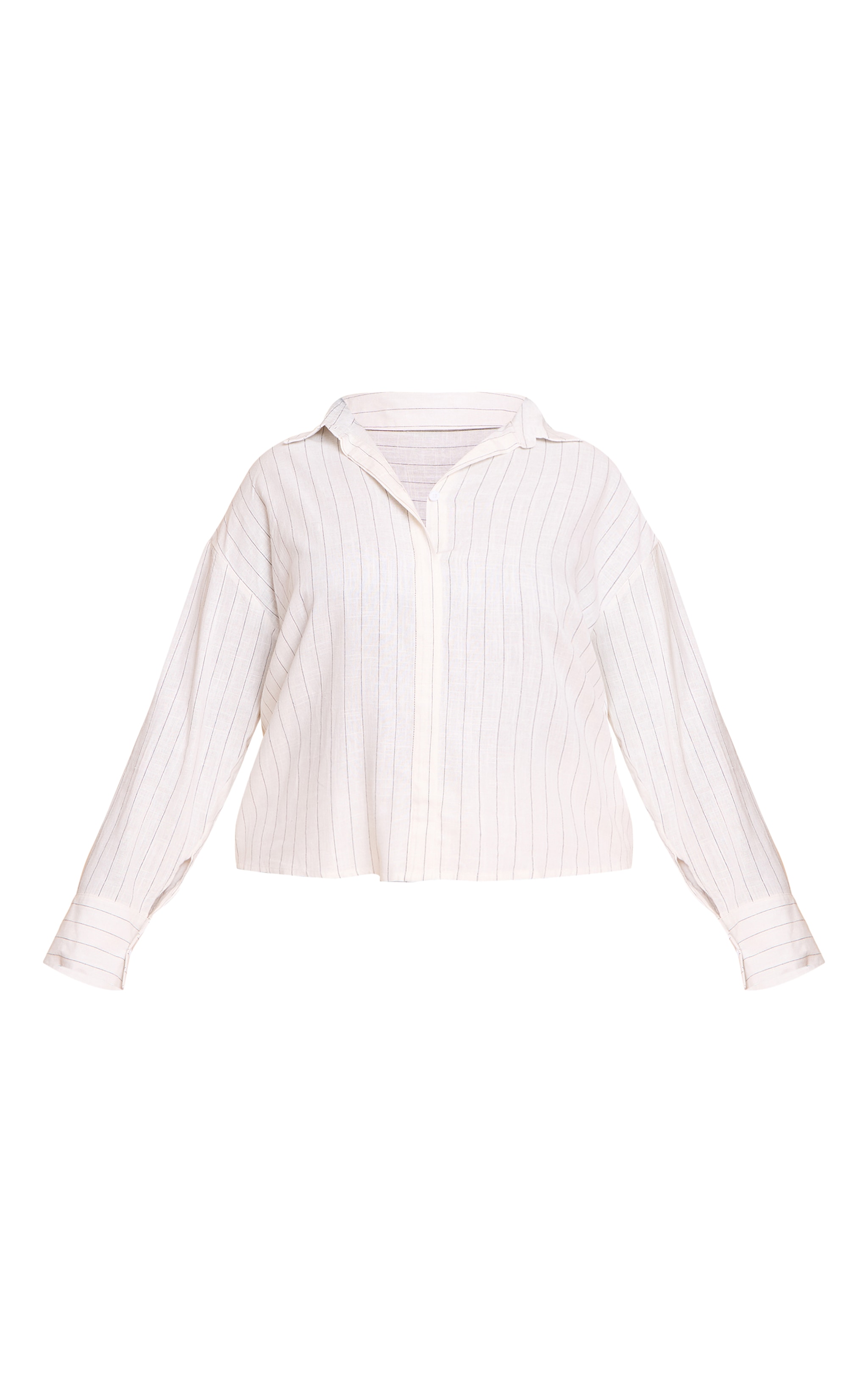 Plus Cream Pinstripe Oversized Long Sleeve Shirt image 5
