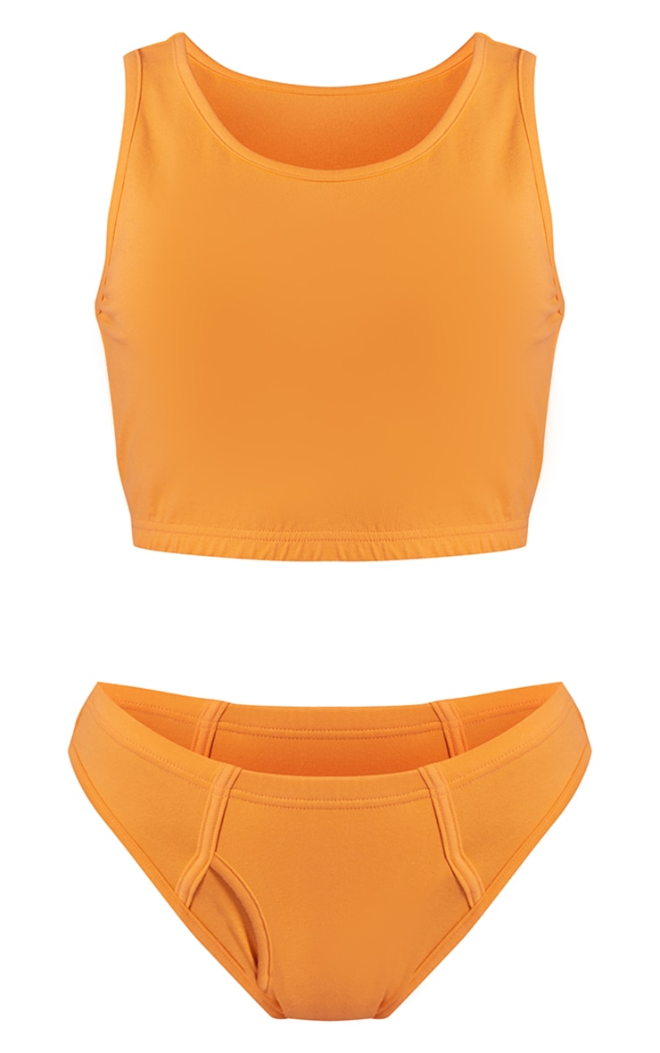 Ensemble à bralette et slip-culotte style Slip-culotte en coton orange image 5