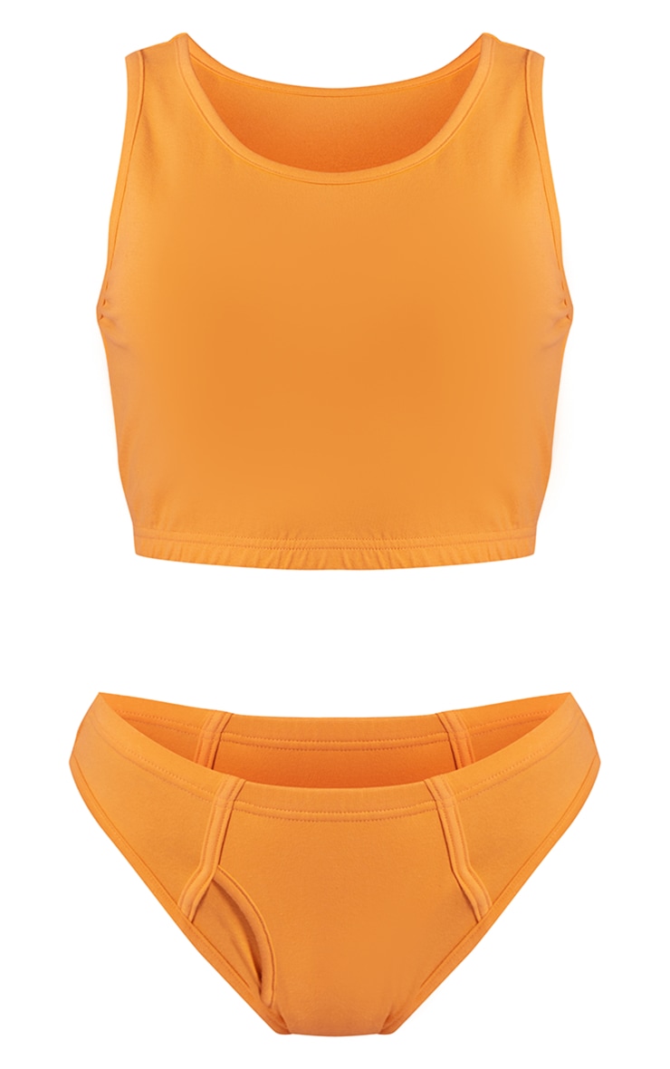 Orange Cotton Crop Bralette And Boxer Style Brief Set image 5