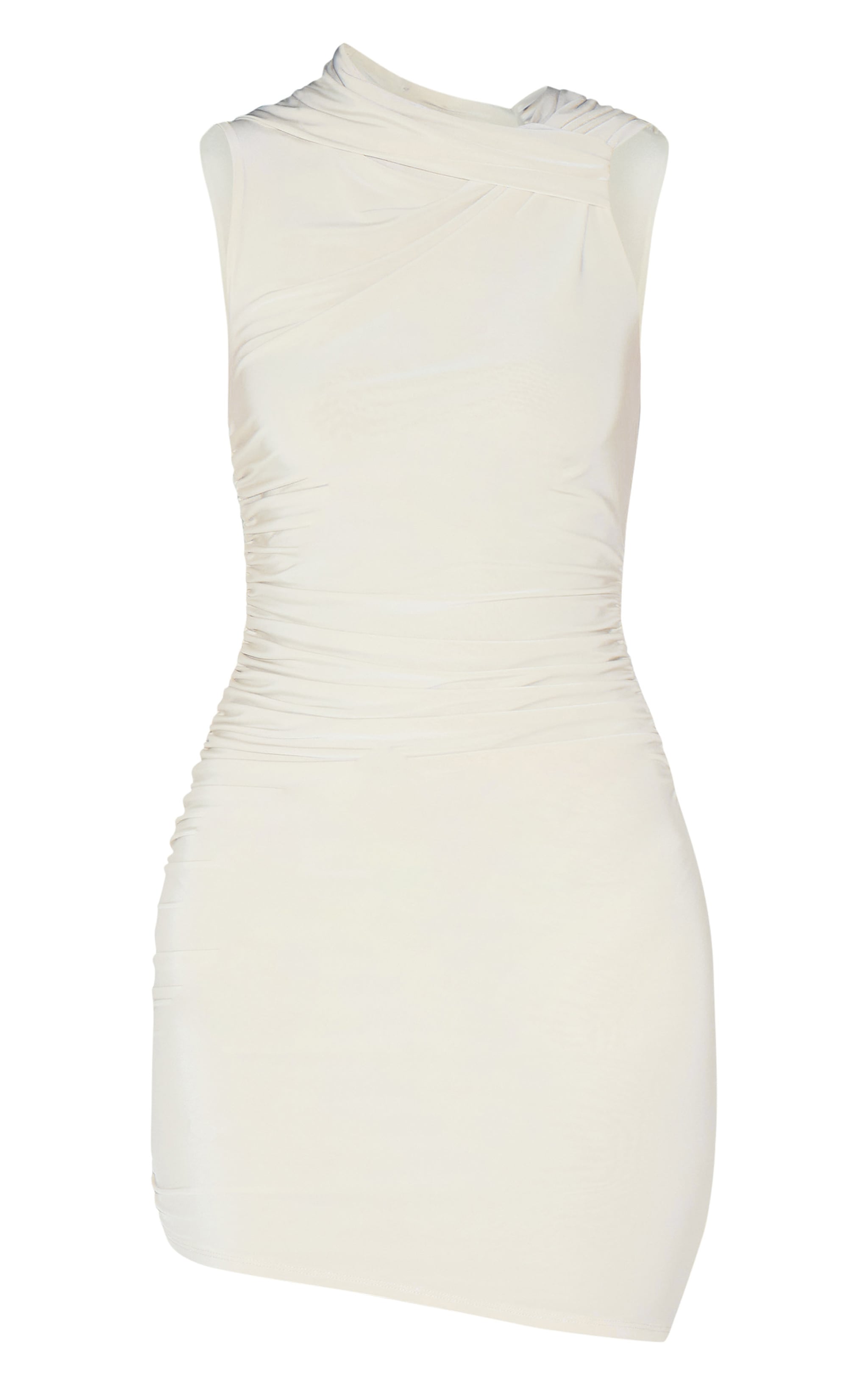 Butter Yellow Double Layer Slinky Ruched Bodycon Dress image 5