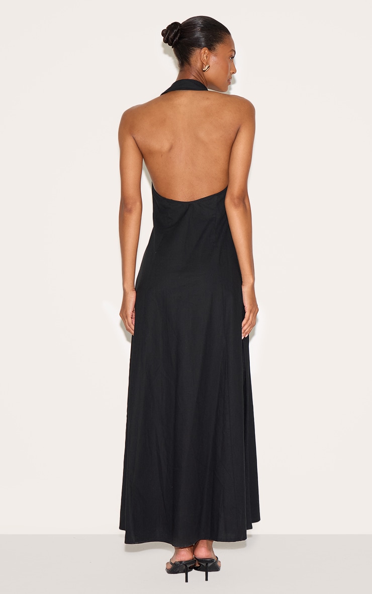 Black Button Down Collar Detail Maxi Dress image 2
