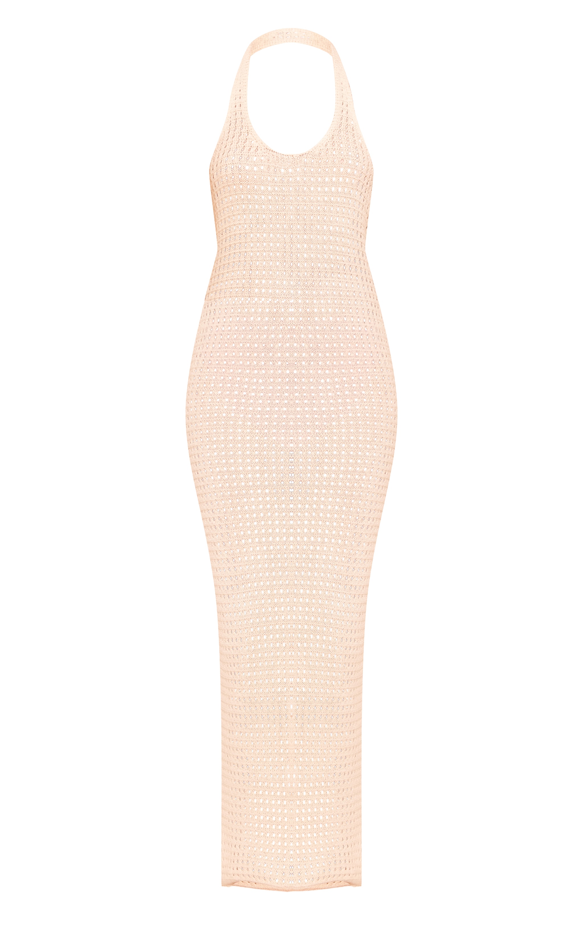 Cream Crochet Halter Maxi Dress | Knitwear